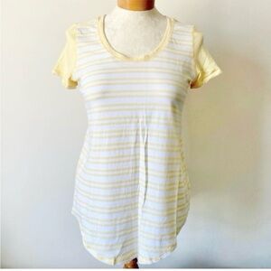 Lululemon Serene Short Sleeve Tee Yellow & White Stripe Women’s Size 6